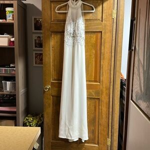 Elegant White Halter Gown